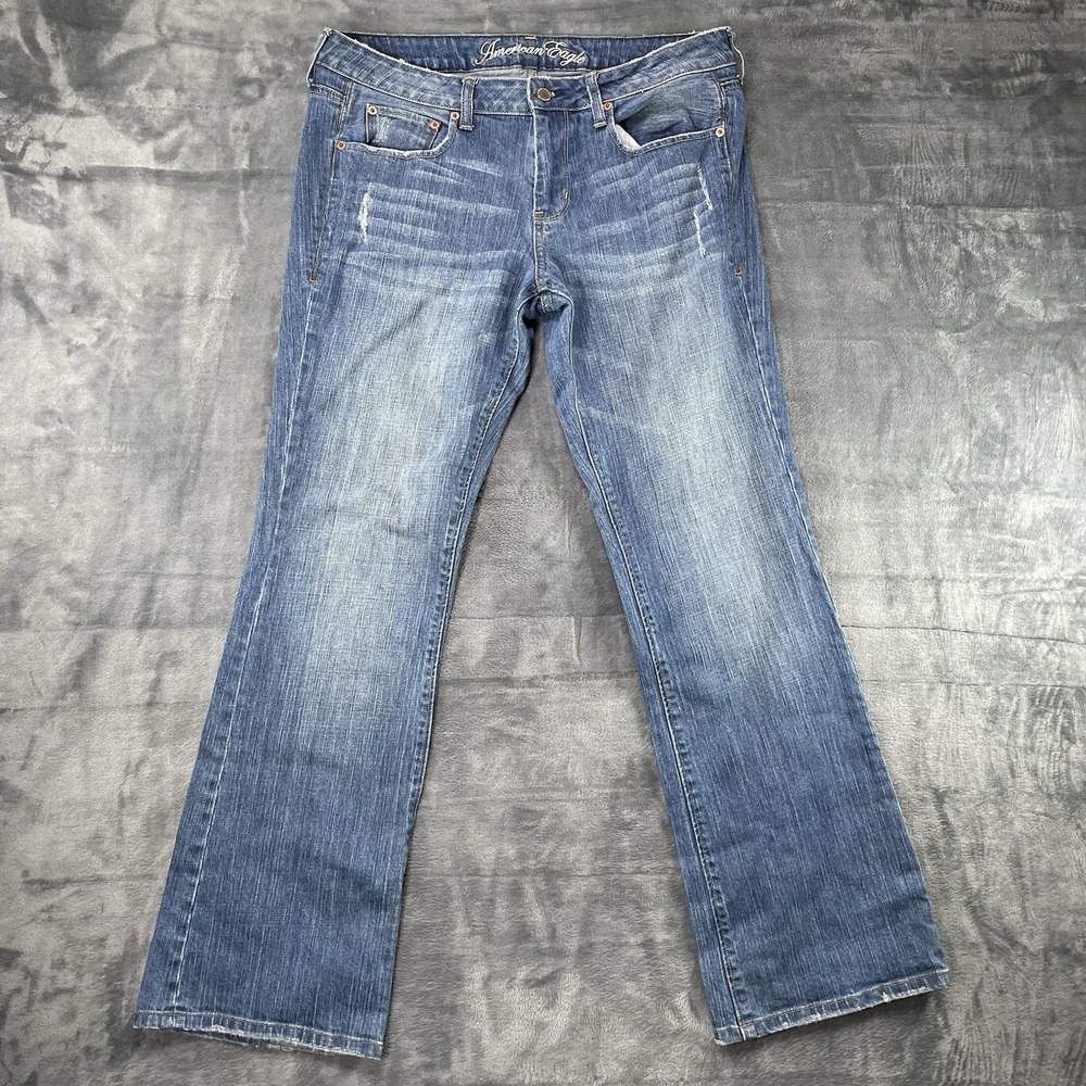 American Eagle True‎ Boot Jeans Y2K Womens 12 Blue Medium Wash Denim 34x32